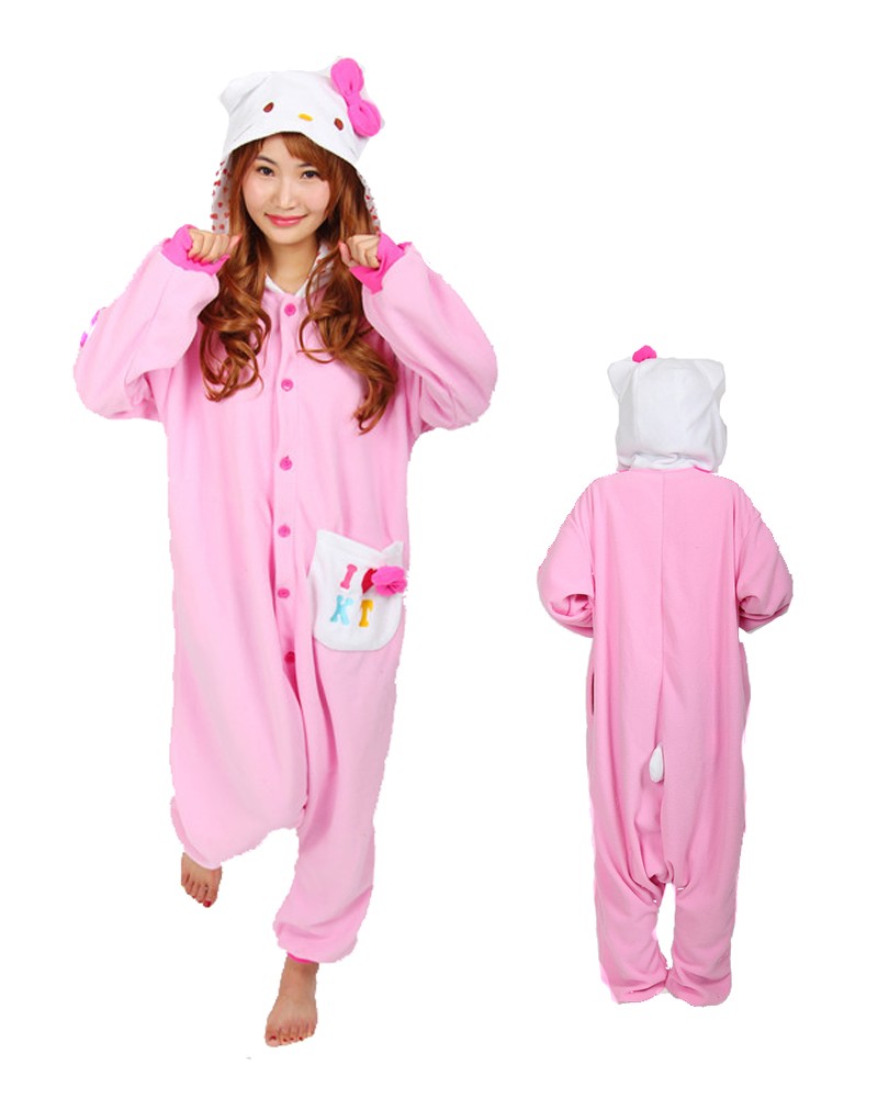 Combinaison Pyjama Rose Hello Kitty Animaux Déguisement Polaire