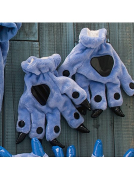 Gants de dessin animé de flanelle de pattes d'animaux bleu foncé