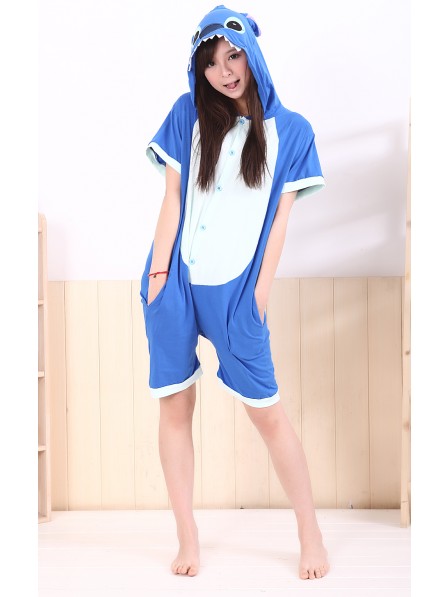 Combinaison Pyjama Bleu Stitch Animaux Manches courtes Déguisement