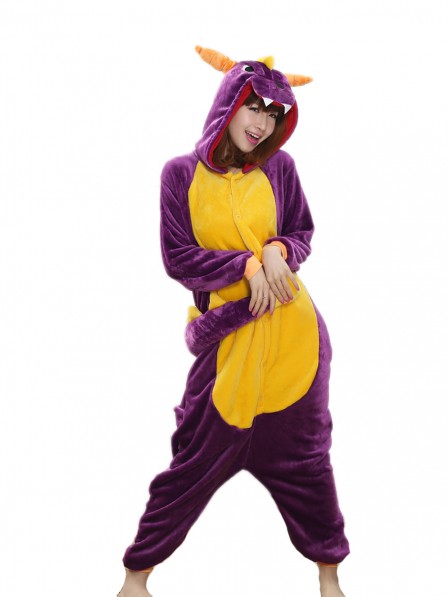 Combinaison Pyjama Violet Dragon Animaux Déguisement Flanelle