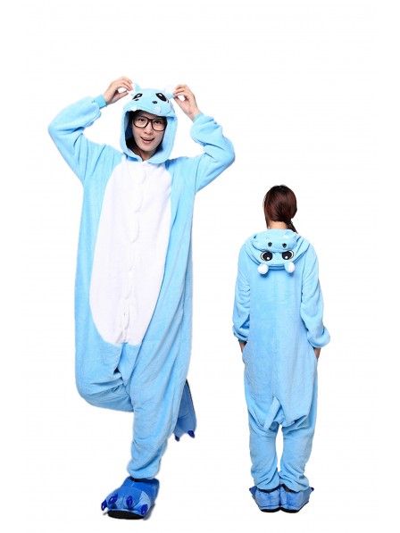Combinaison Pyjama Bleu Hippopotame Animaux Déguisement Flanelle