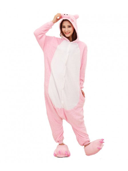Combinaison Pyjama Rose Cochon Animaux Déguisement Flanelle