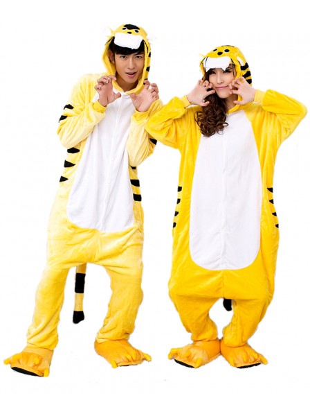 Combinaison Pyjama Jaune Tigre Animaux Déguisement Flanelle
