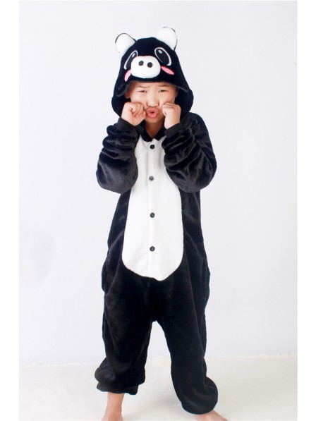 Combinaison Pyjama Noir Cochon Animaux Déguisement Enfants