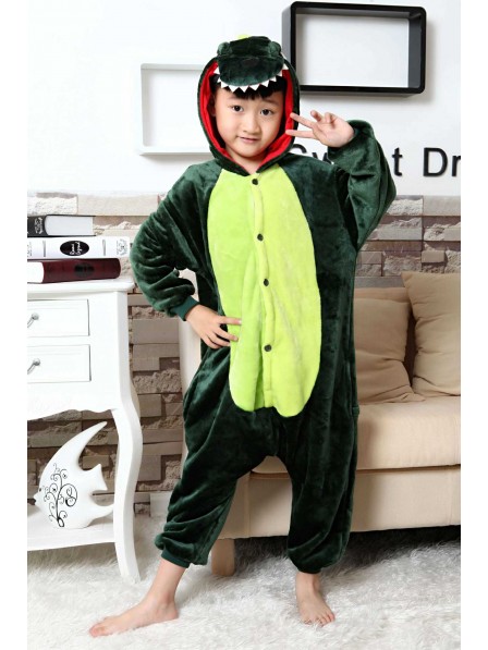 Combinaison Pyjama Vert Dinosaur Animaux Déguisement Enfants Halloween