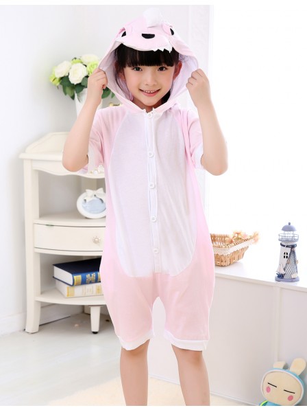 Combinaison Pyjama Rose Dinosaur Animaux Enfants Manches courtes