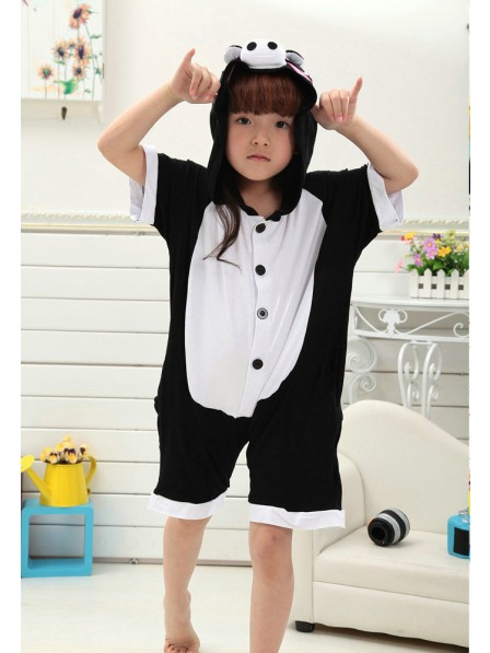 Combinaison Pyjama Noir Cochon Animaux Enfants Manches courtes