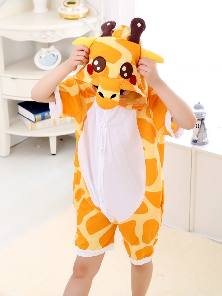 Combinaison Pyjama Girafe Animaux Enfants Manches courtes