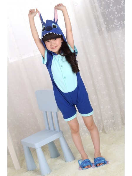 Combinaison Pyjama Bleu Stitch Animaux Enfants Manches courtes