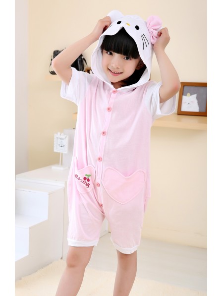 Combinaison Pyjama Kitty Chat Animaux Enfants Manches courtes