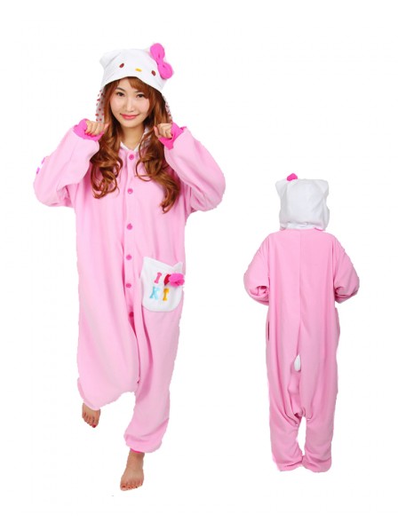 Combinaison Pyjama Rose Hello Kitty Animaux Déguisement Polaire