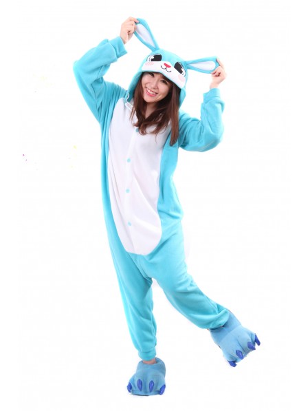 Combinaison Pyjama Bleu Bunny Animaux Déguisement Polaire