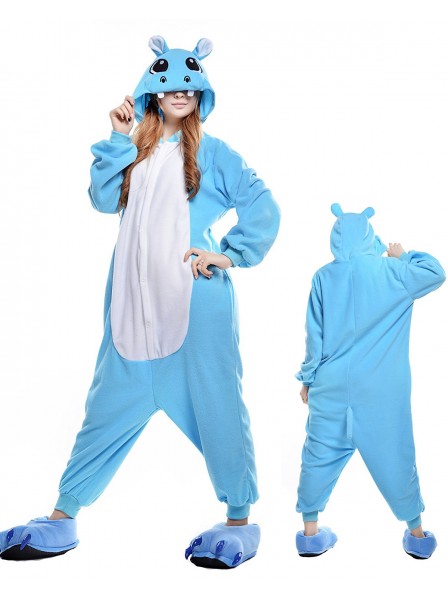 Combinaison Pyjama Bleu Hippopotame Animaux Déguisement Polaire