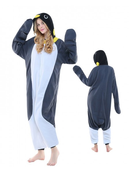 Combinaison Pyjama Gris Pingouin Animaux Déguisement Polaire