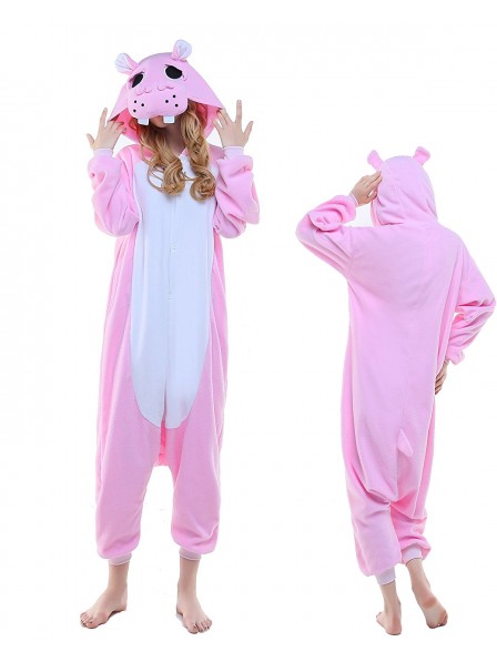 Combinaison Pyjama Rose Hippopotame Animaux Déguisement Polaire