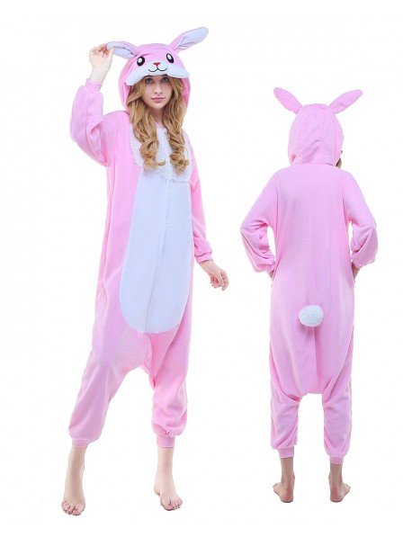 Combinaison Pyjama Rose Bunny Lapin Animaux Déguisement Polaire