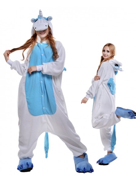 Combinaison Pyjama Bleu Licorne Animaux Déguisement Polaire