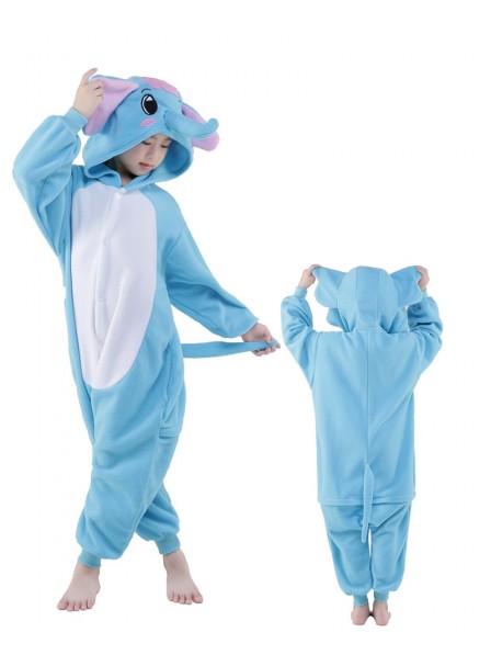 Combinaison Pyjama Bleu éléphant Animaux Enfants Polaire