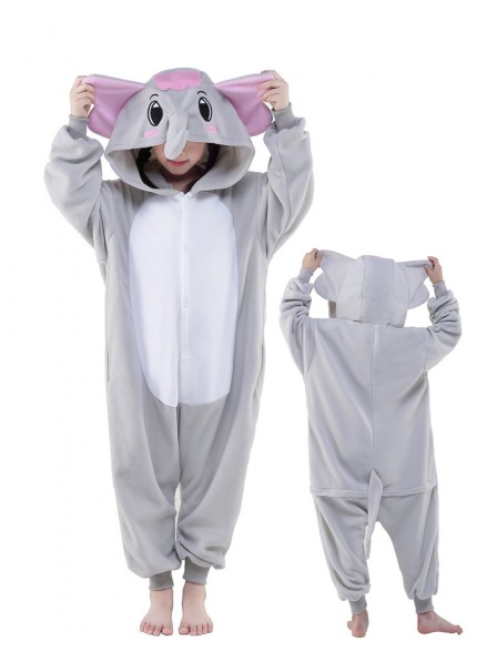 Combinaison Pyjama Gris éléphant Animaux Enfants Polaire