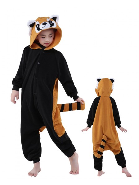 Combinaison Pyjama Panda Roux Animaux Enfants Polaire
