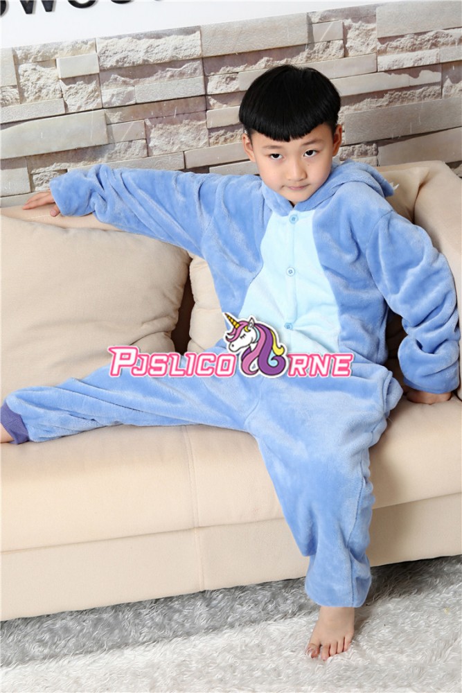 Combinaison Pyjama Bleu Stitch Animaux Déguisement Enfants